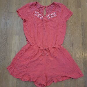 Abercrombie Kids Romper Girls Youth Size 15/16 Coral Shirt Shorts